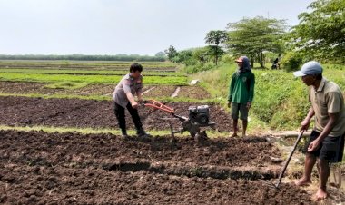 Kanit-Binmas-Polsek-Prambon-Polresta-Sidoarjo-Tinjau-Lahan-P2B-Wujud-Program-Ketahanan-Pangan-Nasional