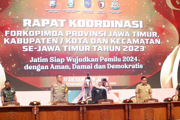 Rakor Forkopimda, Kapolda Jatim Sampaikan Kesiapan Pengamanan Pemilu 2024